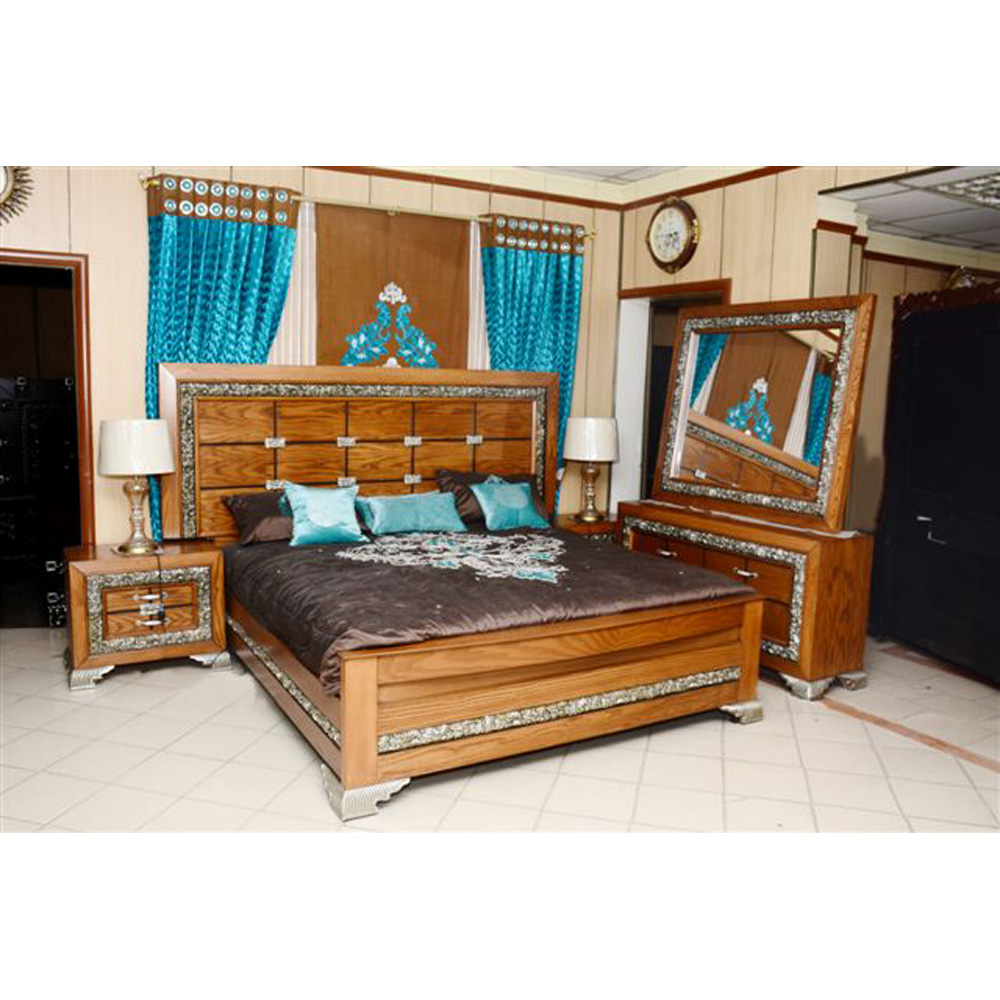 Bed Set with Side Table and Dressing - Carving